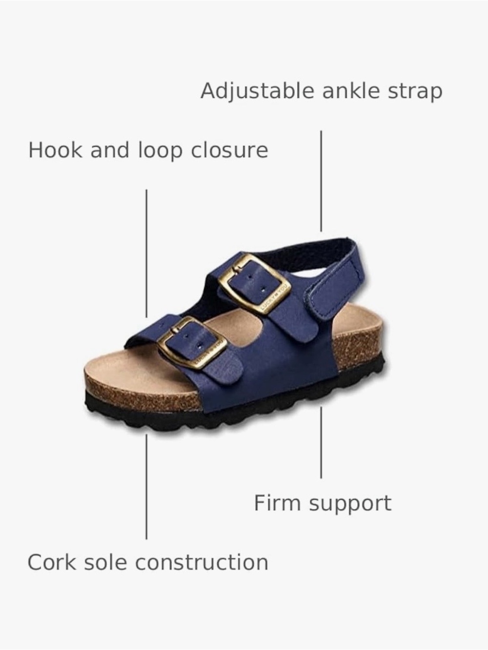 Lucky Brand Toddler Unisex Blanc Double Strap Navy Blue Casual Sandal size 8